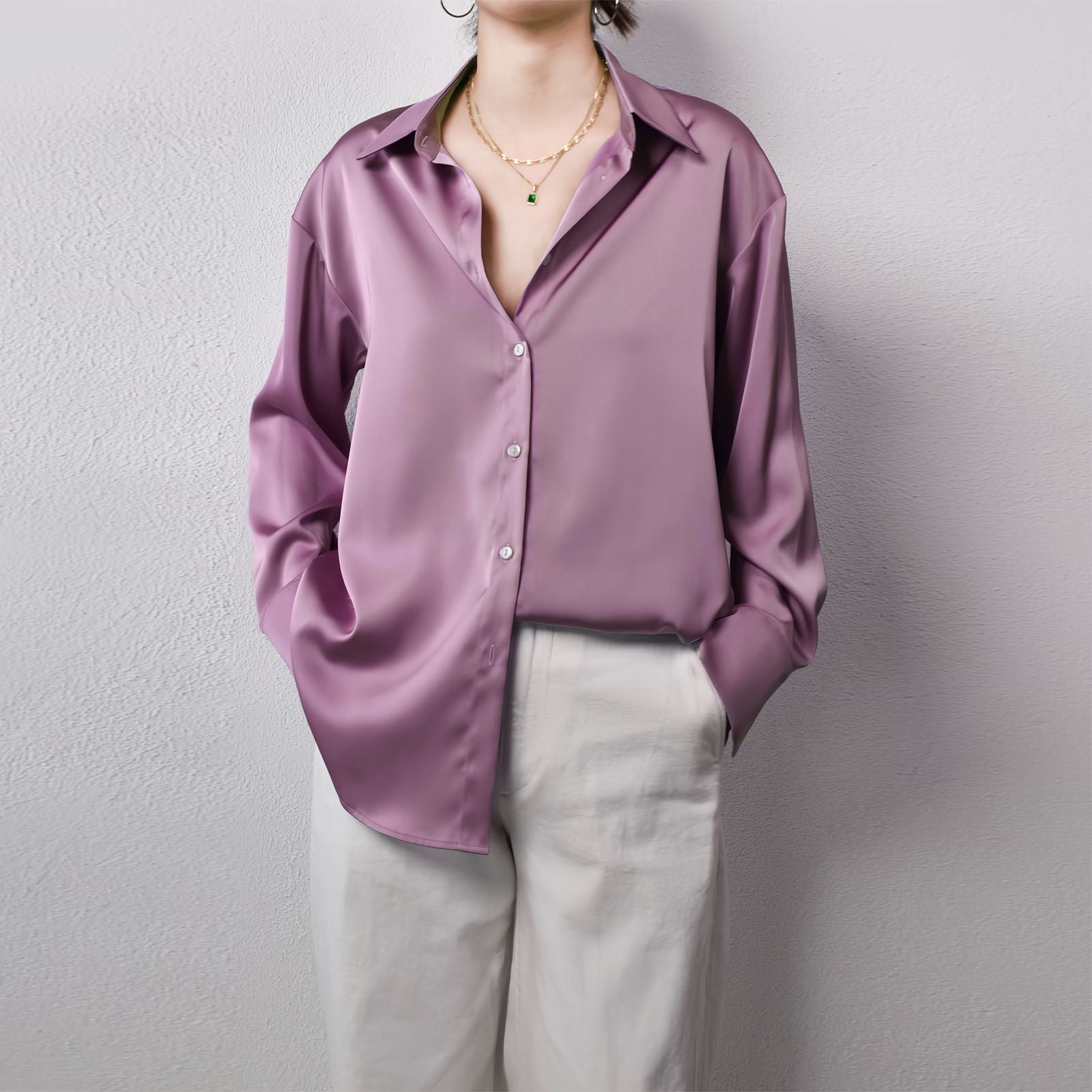 Elegant Multicolor Satin Casual Shirt for Women