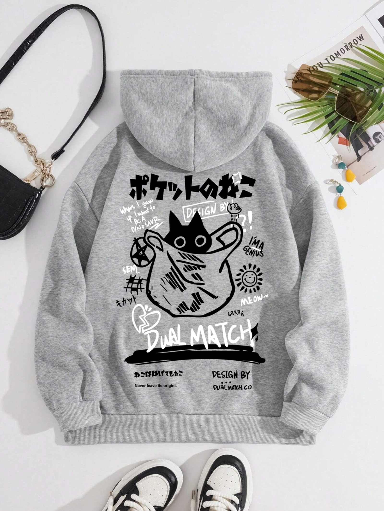 Cute Cat Cartoon Printed Sweatshirt for Women
