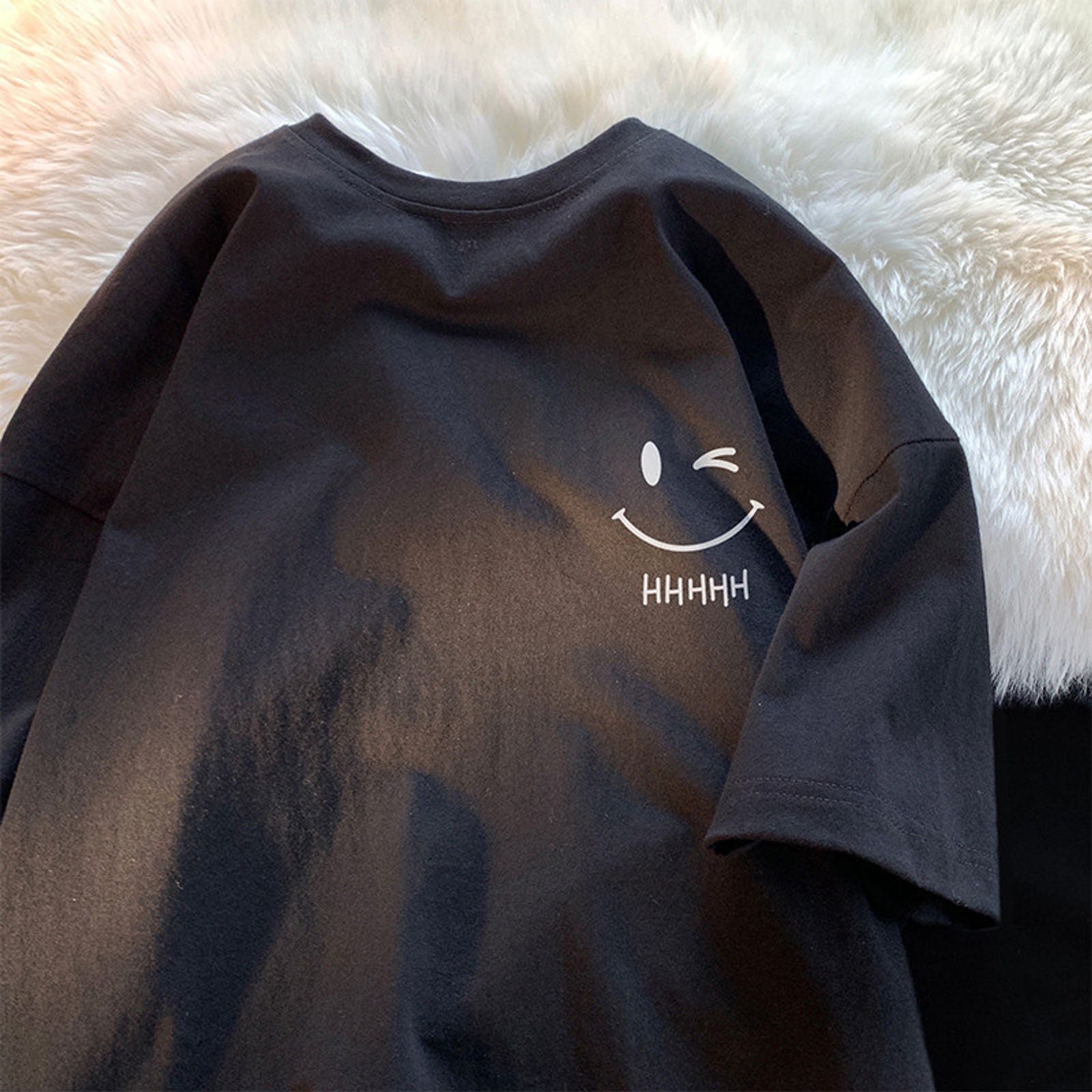 Funny Smiling Face Couple Short Sleeve T-Shirt