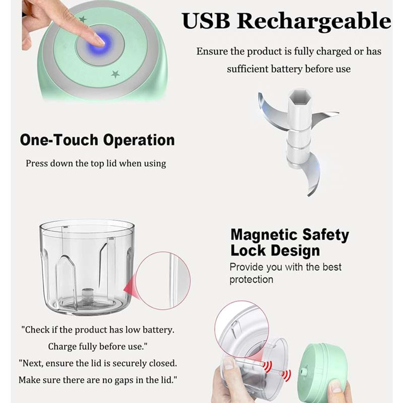 Powerful Mini Electric Garlic Chopper