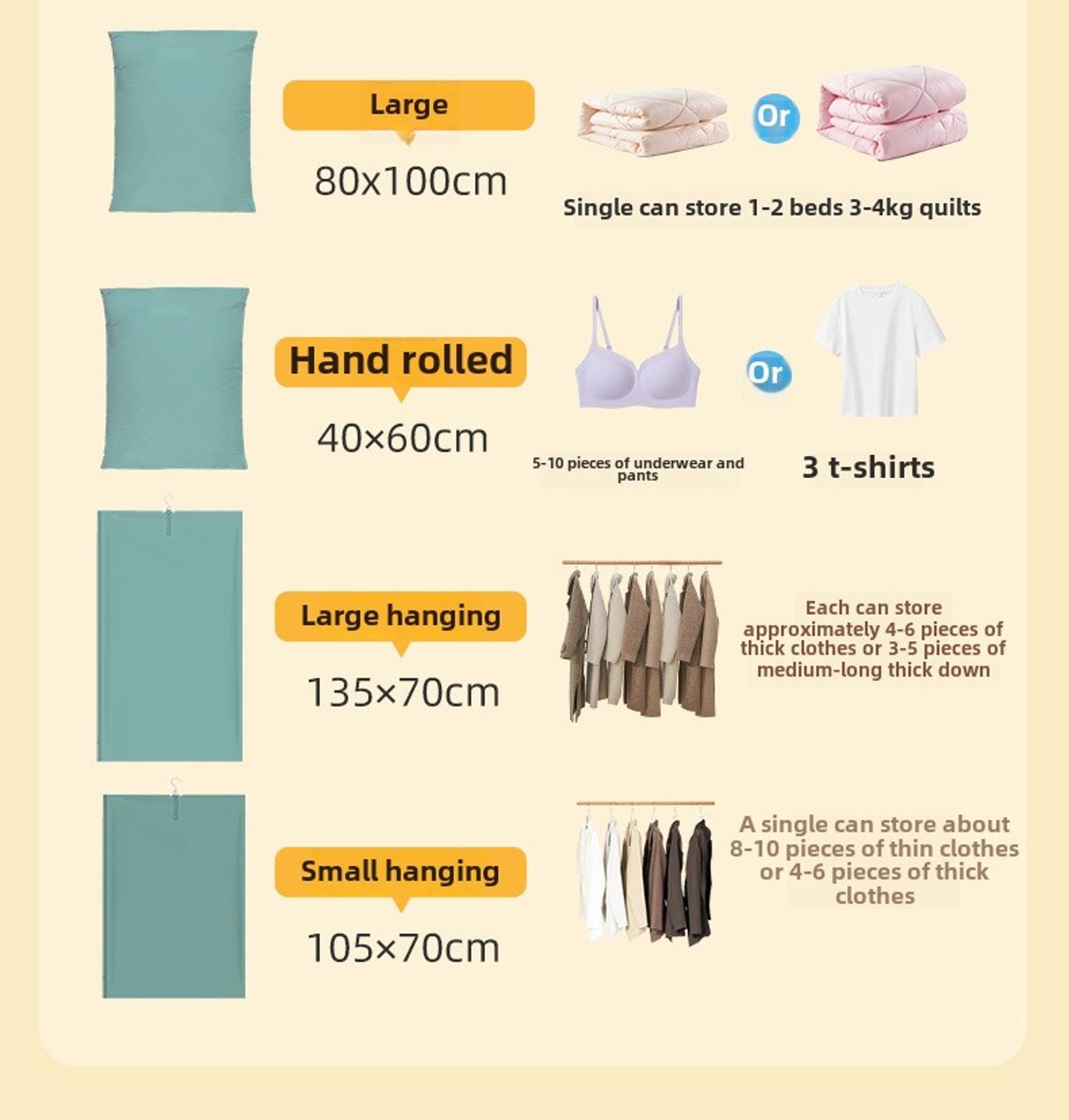 Large 3D Vacuum Compression Bags for Clothes and Quilts