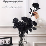 Artificial Black Roses - Long Stem Fake Flowers for Decor
