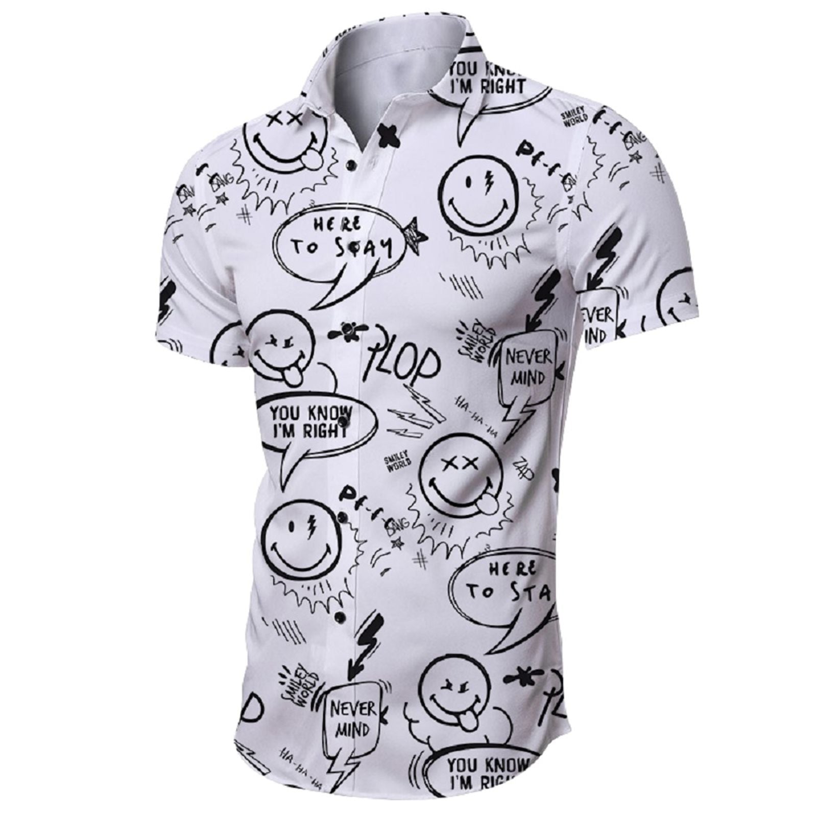 Men's Summer Letter Print Short-Sleeved Hawaiian Shirt