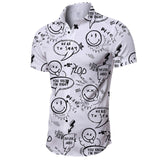 Men's Summer Letter Print Short-Sleeved Hawaiian Shirt