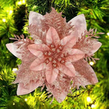 20 Pcs Glitter Artificial Christmas Flowers for Holiday Decor