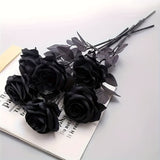 Artificial Black Roses - Long Stem Fake Flowers for Decor