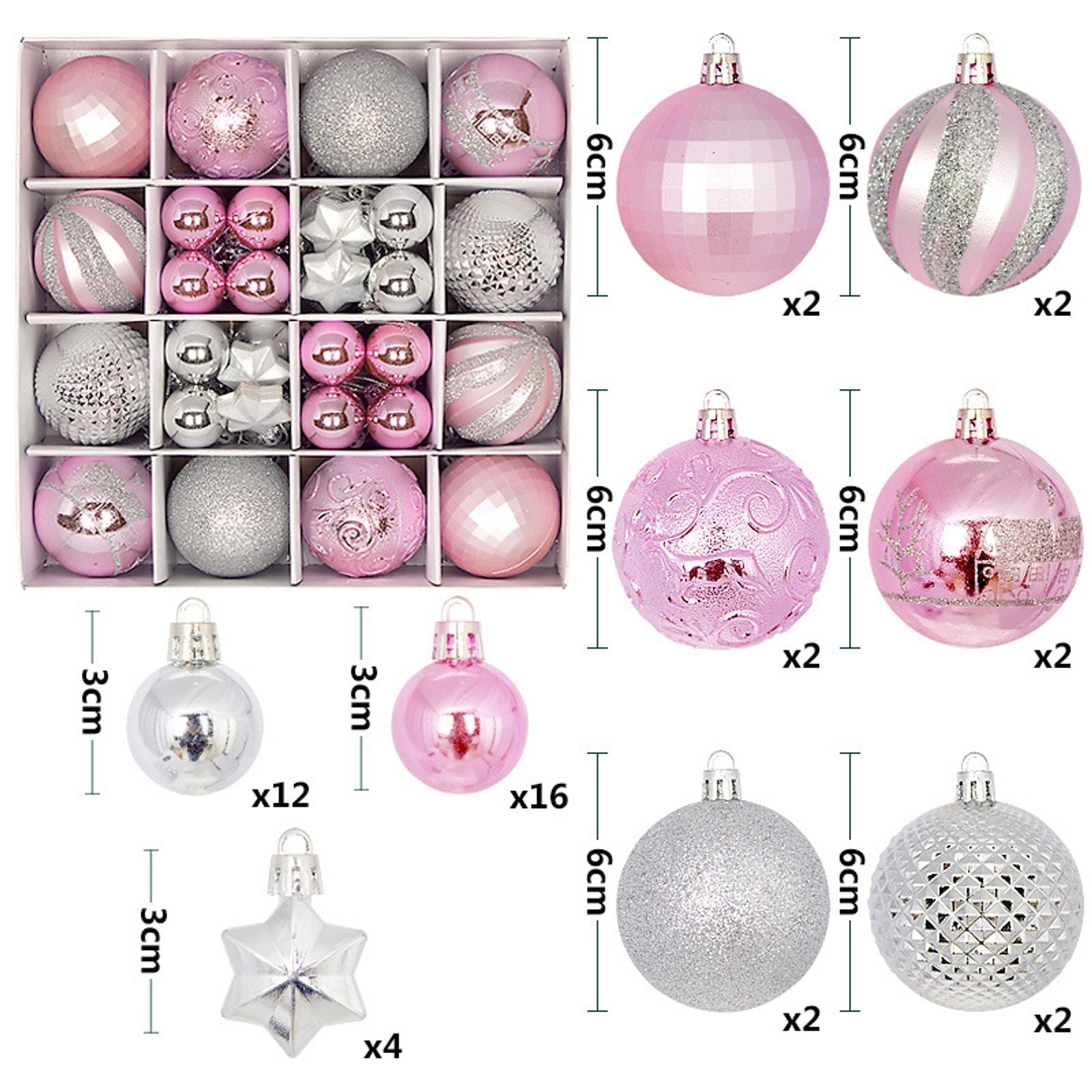 44Pcs Christmas Ball Ornaments for Home Decor