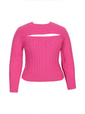 Plus Size Solid Color Cutout Knit Sweater for Women