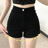 Black Women's High-Waisted Casual Tights Shorts