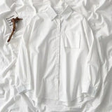 Japanese Style Oversized Long Sleeve White Shirt for Women