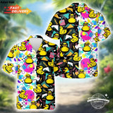 Men's Duck Print Hawaiian Shirt - Short Sleeve Casual Style