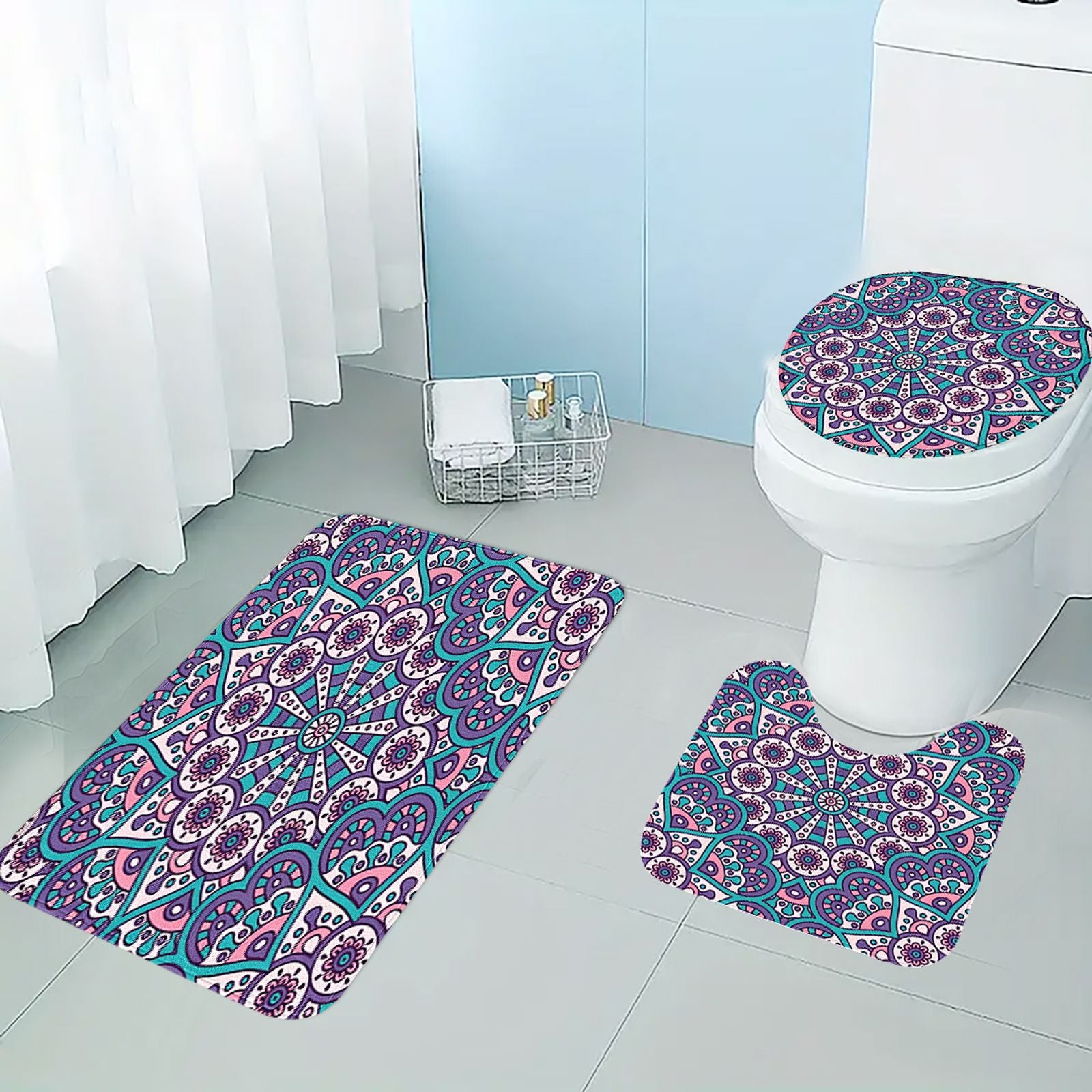 Bohemian Mandala Bathroom Set - Non-Slip Mat Collection