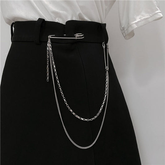Punk Double Chain Brooch - Trendy Hip Hop Jewelry