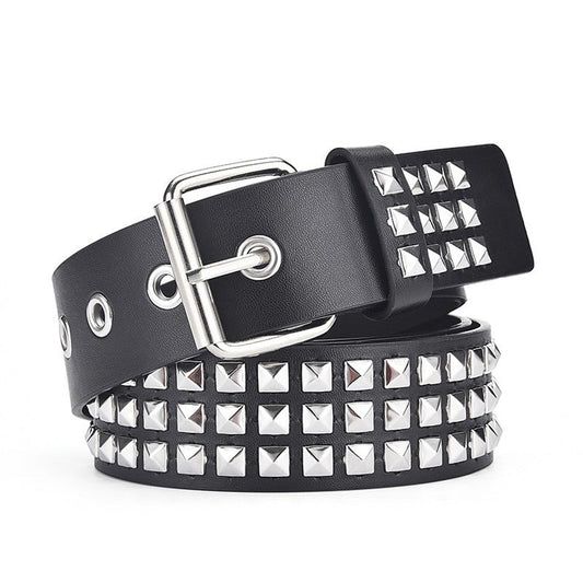 Fashion Square Bead Rivet Punk Belt for Men and Women
