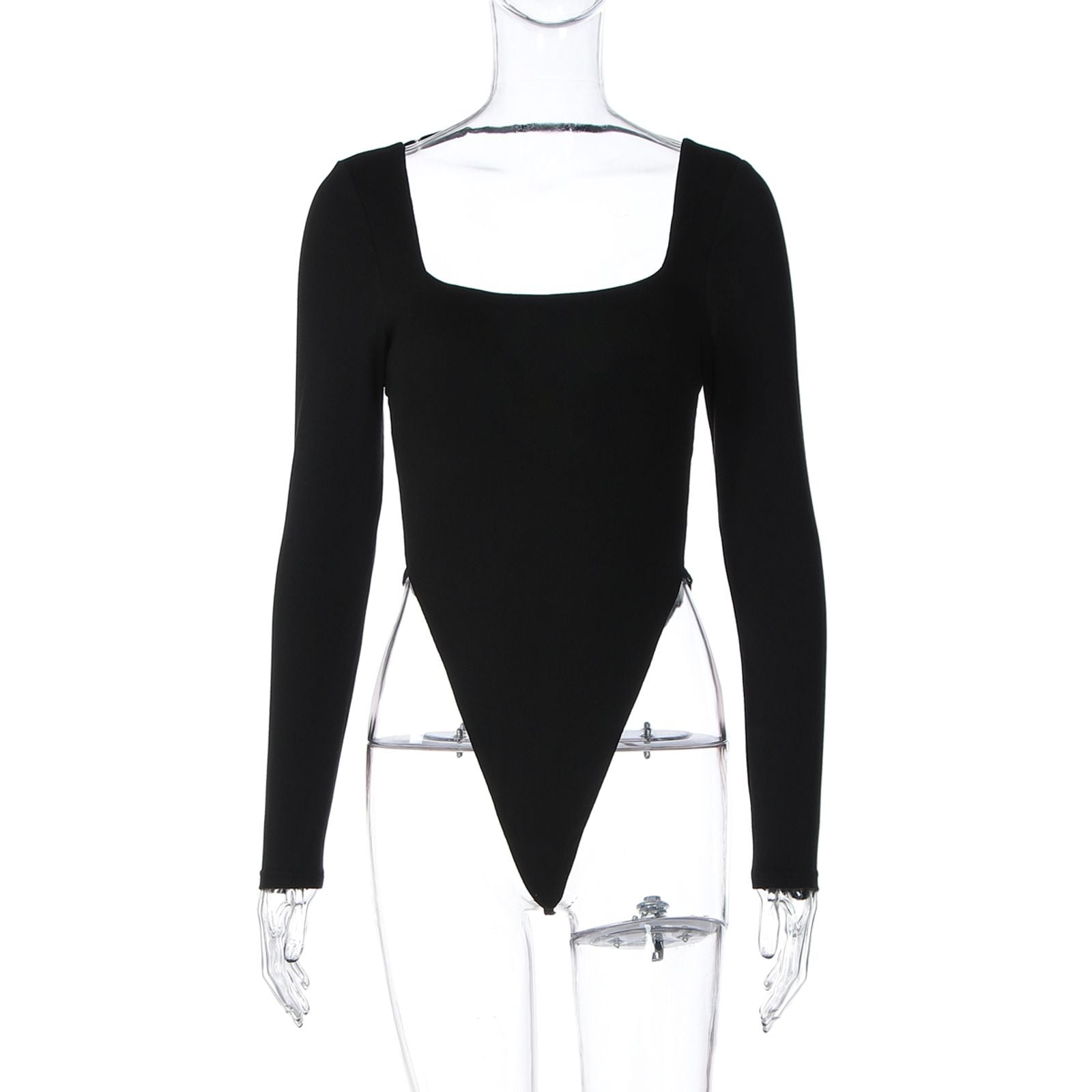 Dulzura Square Collar Backless Long Sleeve Bodysuit