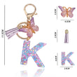 Dreamy Sequin Initial Keychain with Butterfly Pendant