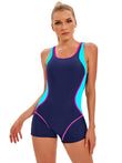 2023 Plus Size Patchwork Sport One Piece Swimsuit for Women
