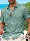 Men's Tropical Palm Leaf Print Short Sleeve Shirt