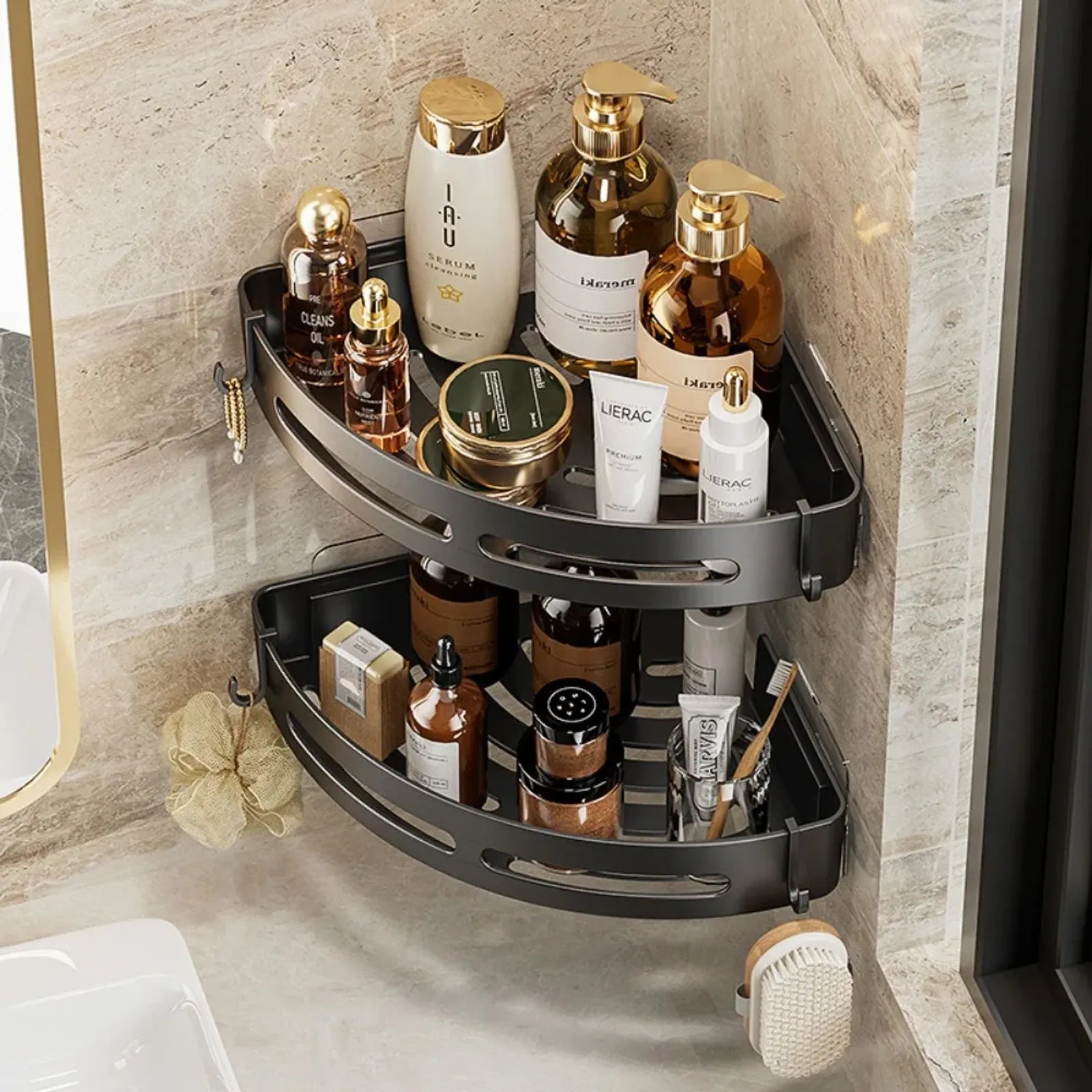 Plastic Bathroom Storage Rack - Adhesive Shower Caddy