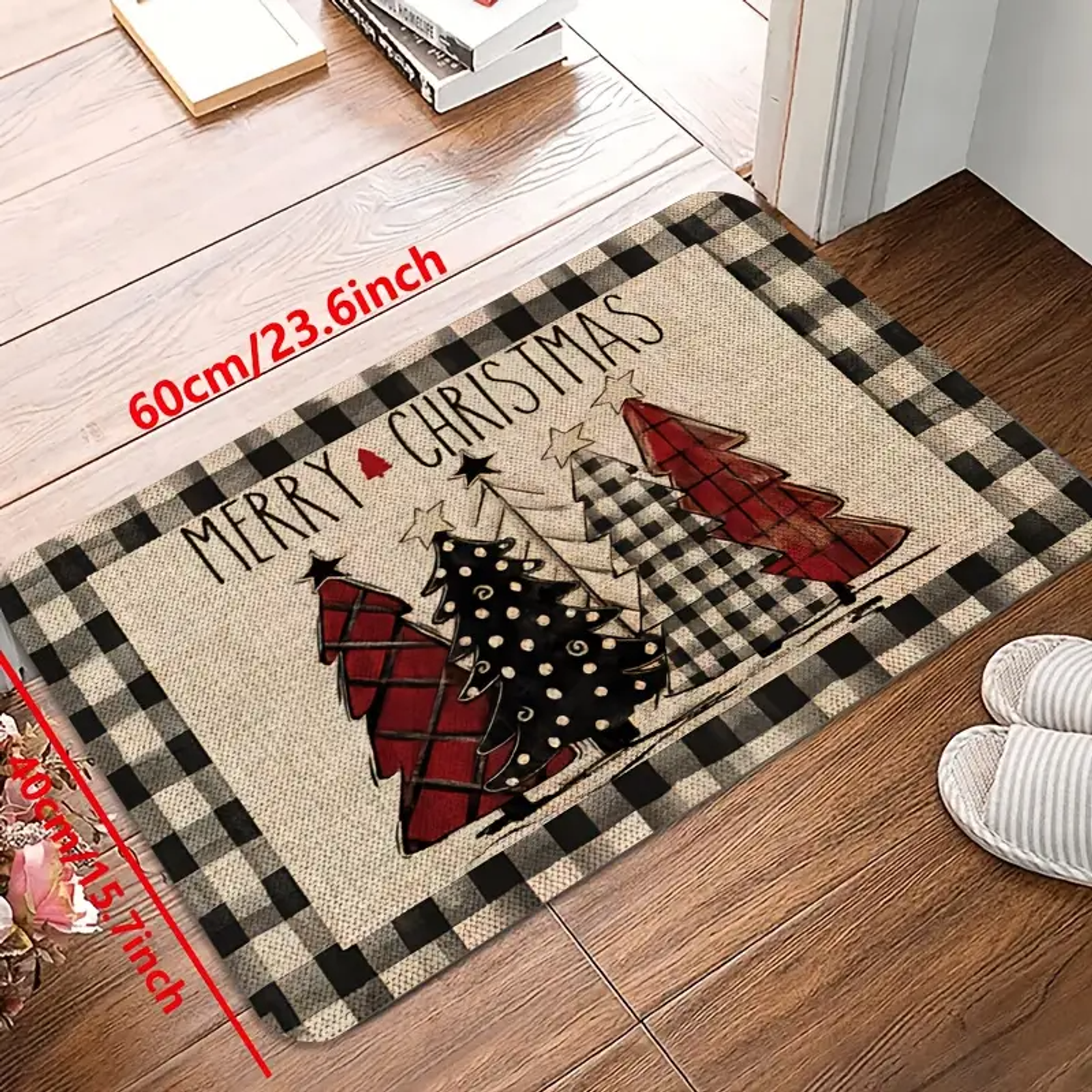 VIKAMA Christmas Tree Theme Rug and Mat Set