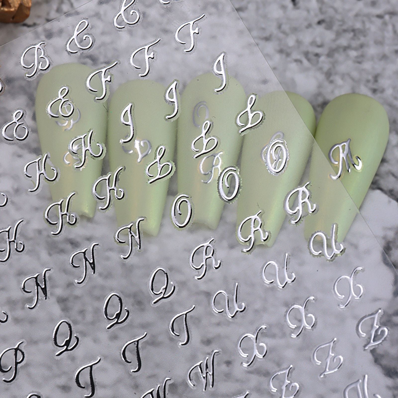 4pcs Alphabet Nail Stickers - Roman Letter Design