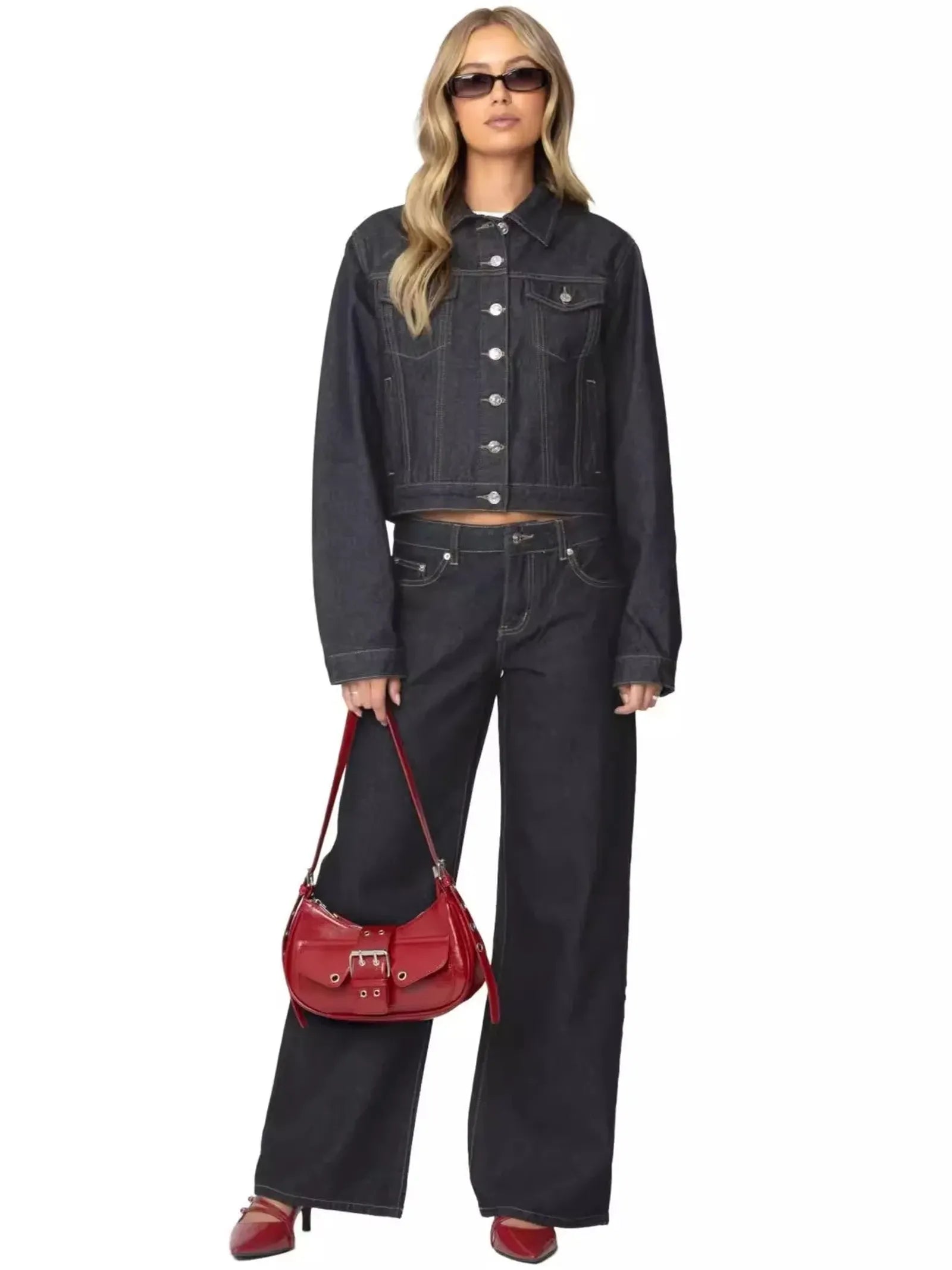 Fashionable Women's High Waist Wide Leg Jeans