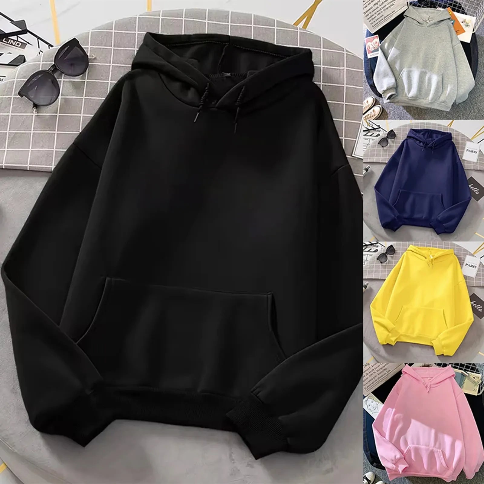 Popular Women's Pure Color Hoodie for Casual Fashion