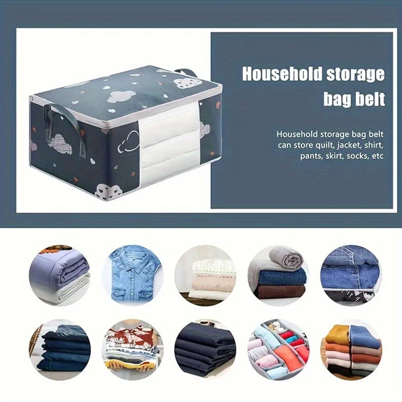 Large Foldable Non-Woven Storage Bag with Zipper