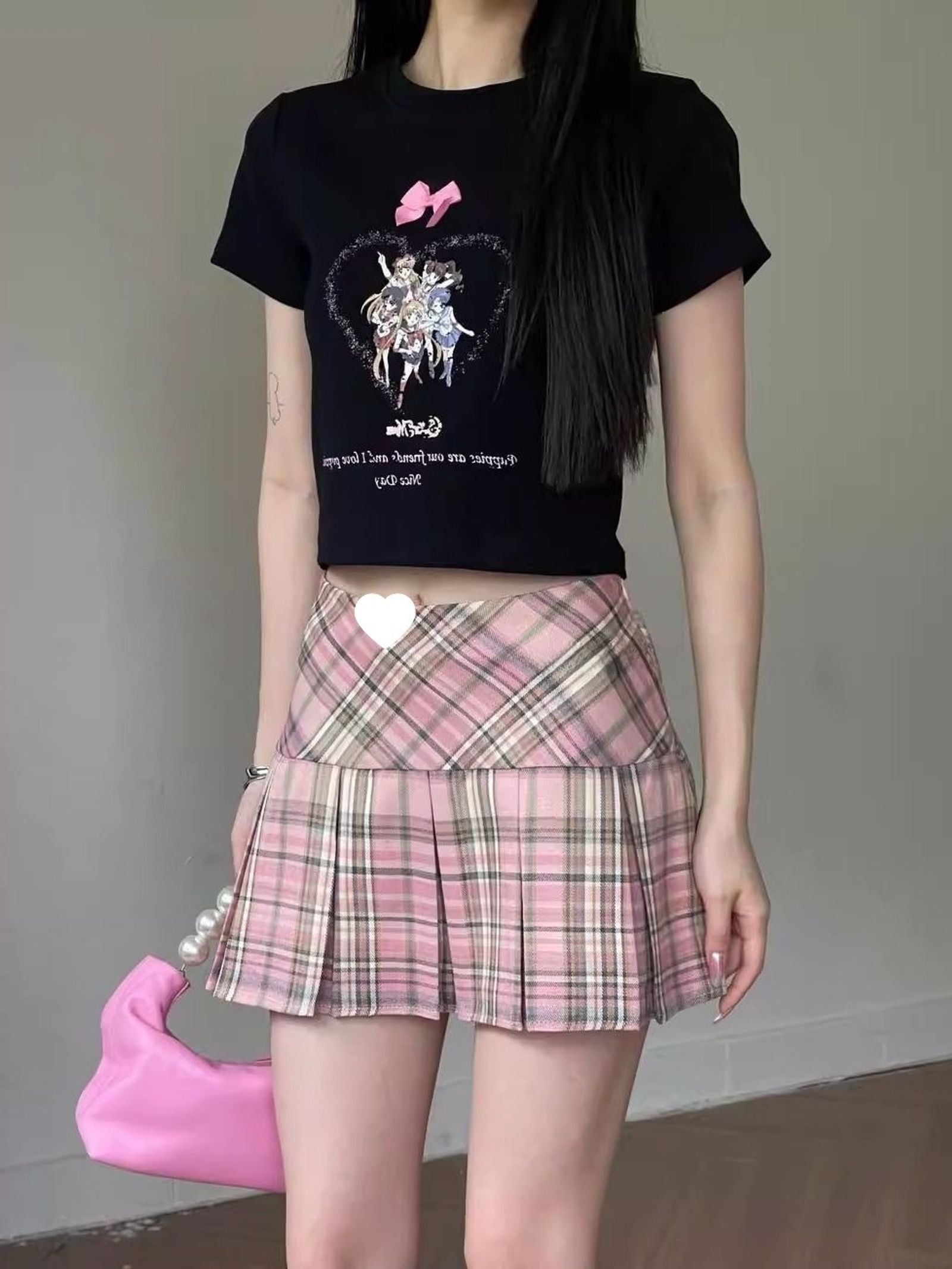Dopamine Yellow Plaid Pleated Mini Skirt for Women
