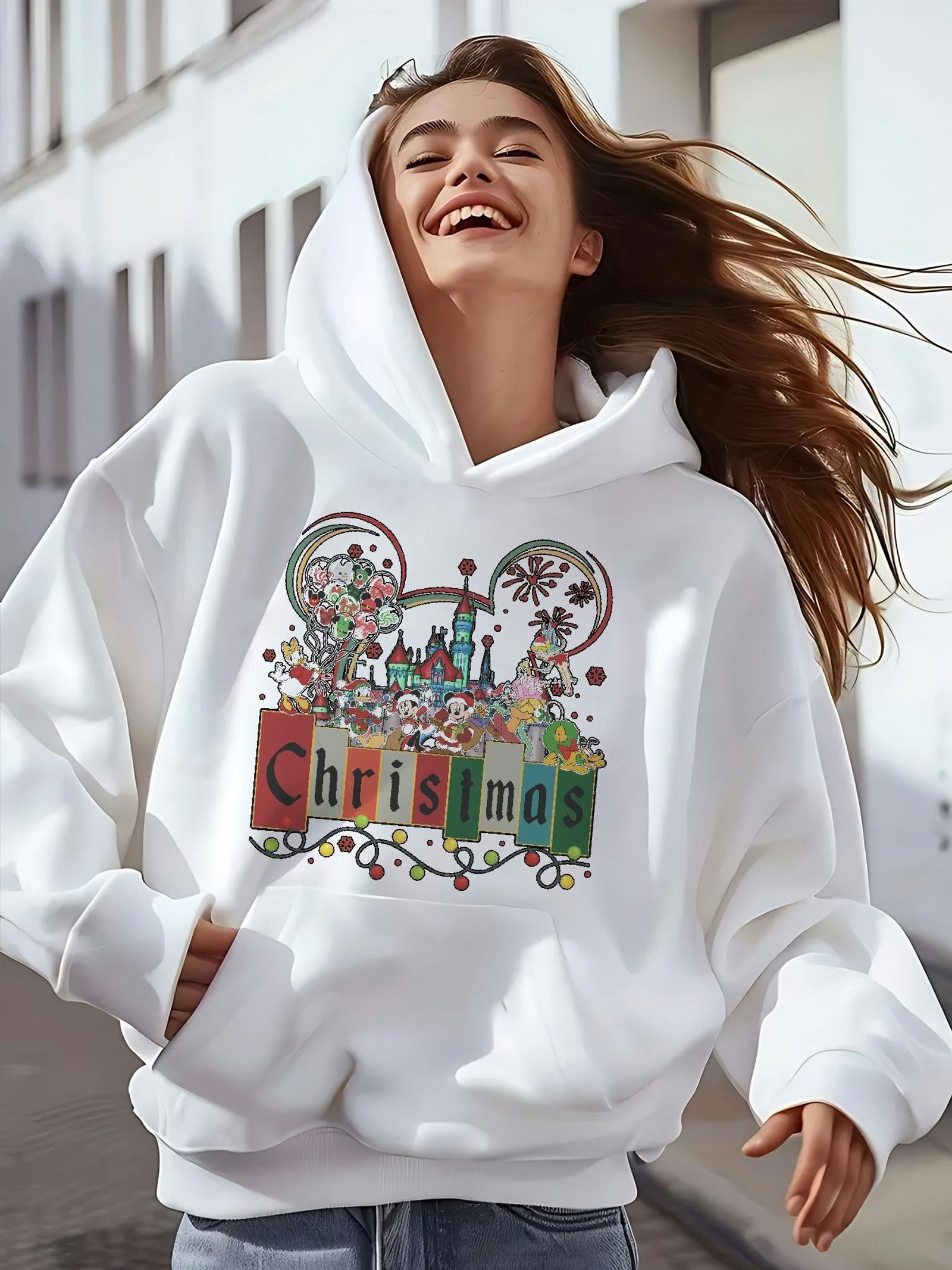 Women's Mickey & Minnie Mouse Christmas Hooded Sweatshirt