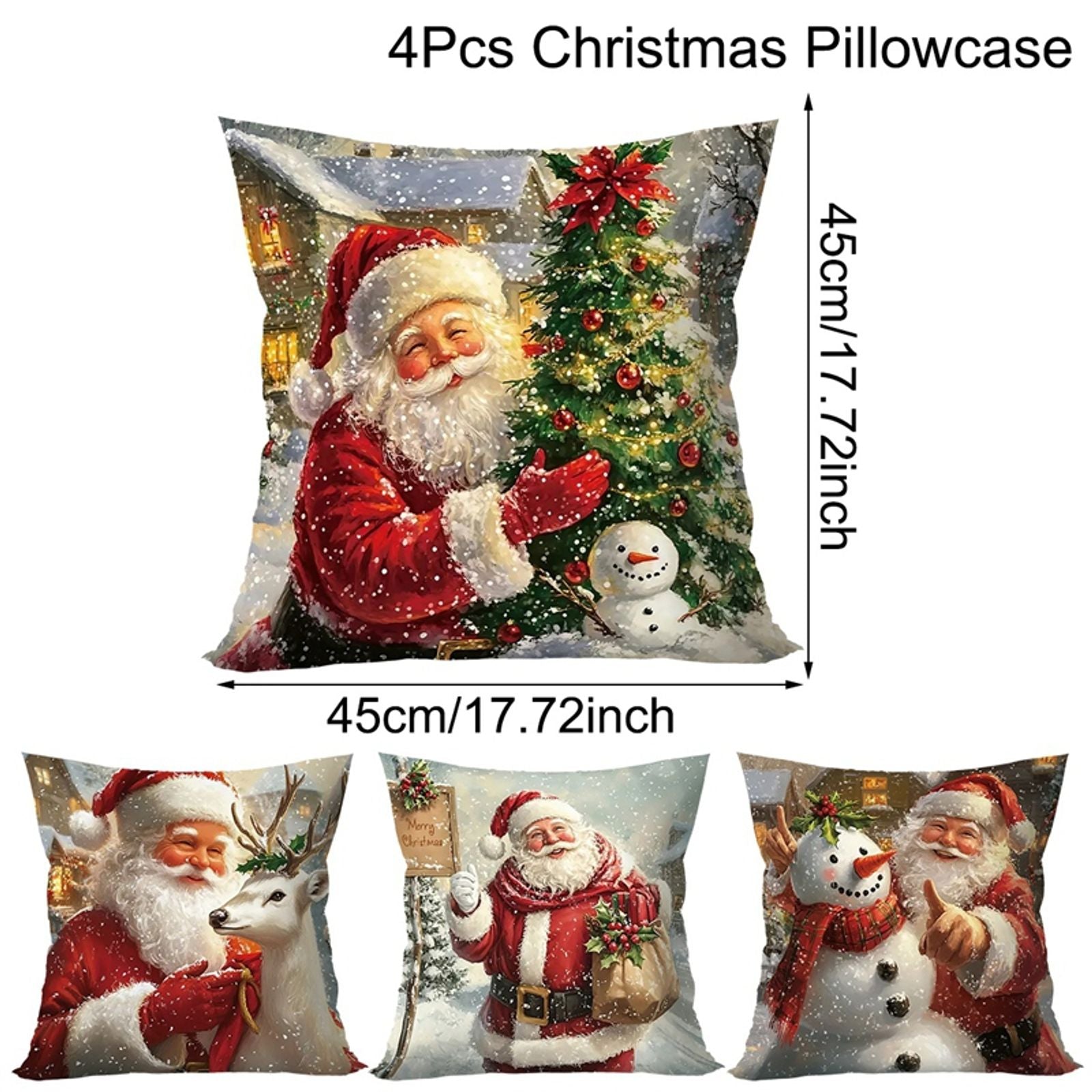 Christmas Decorative Throw Pillow Covers - Santa, Snowman, Elk