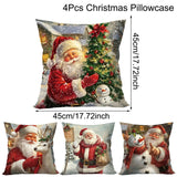 Christmas Decorative Throw Pillow Covers - Santa, Snowman, Elk
