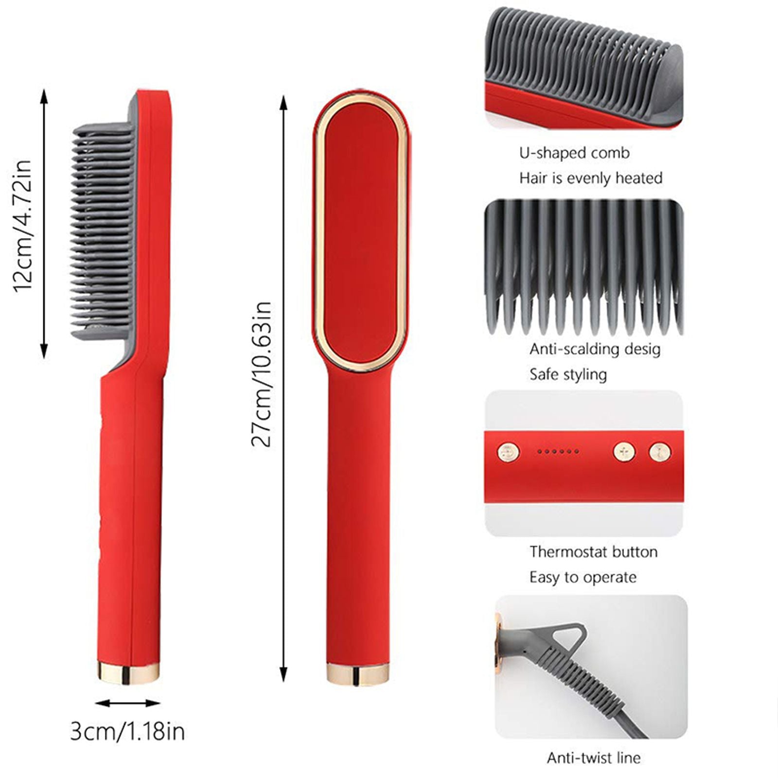 Professional PTC Heated Hair Straightener Comb