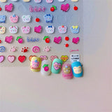 Cute Smiling Face Teddy Bear Nail Stickers