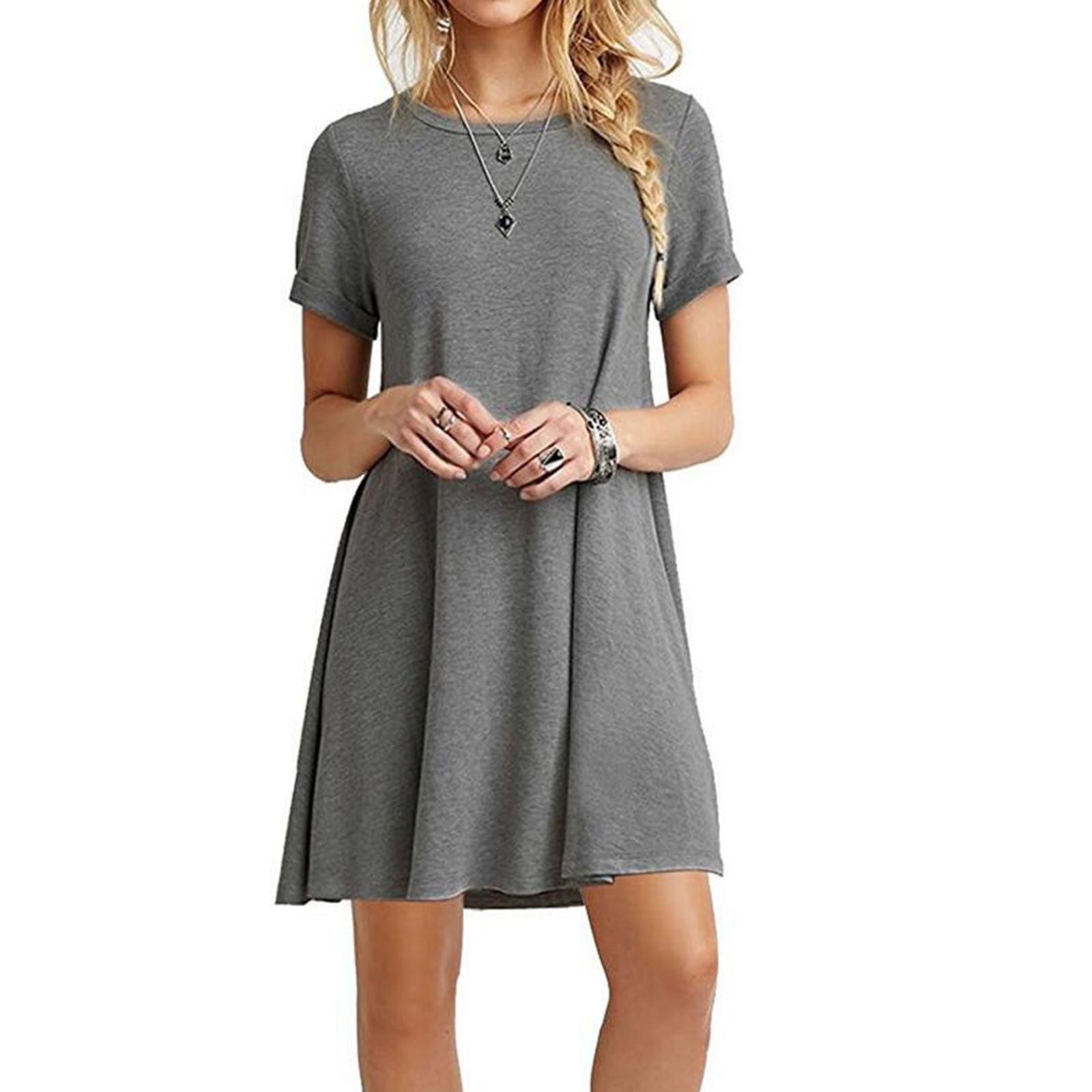 Women’s Vintage Casual Short Sleeve T-Shirt Dress