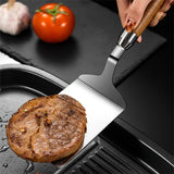 Stainless Steel Square Head Cooking Spatula with Wood Handle