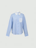 Women's Striped Lace Pocket Shirt for Casual Looks