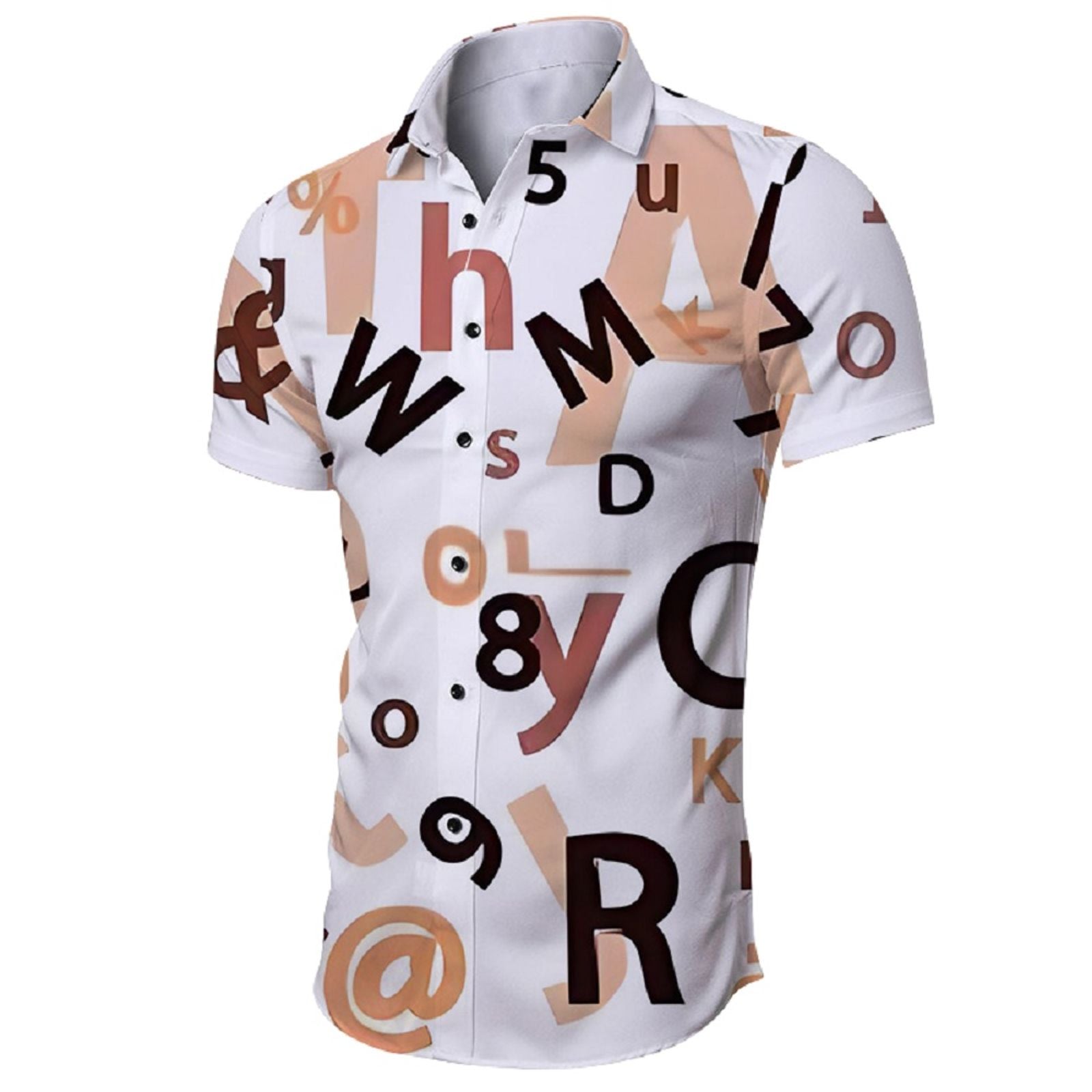 Men's Summer Letter Print Short-Sleeved Hawaiian Shirt