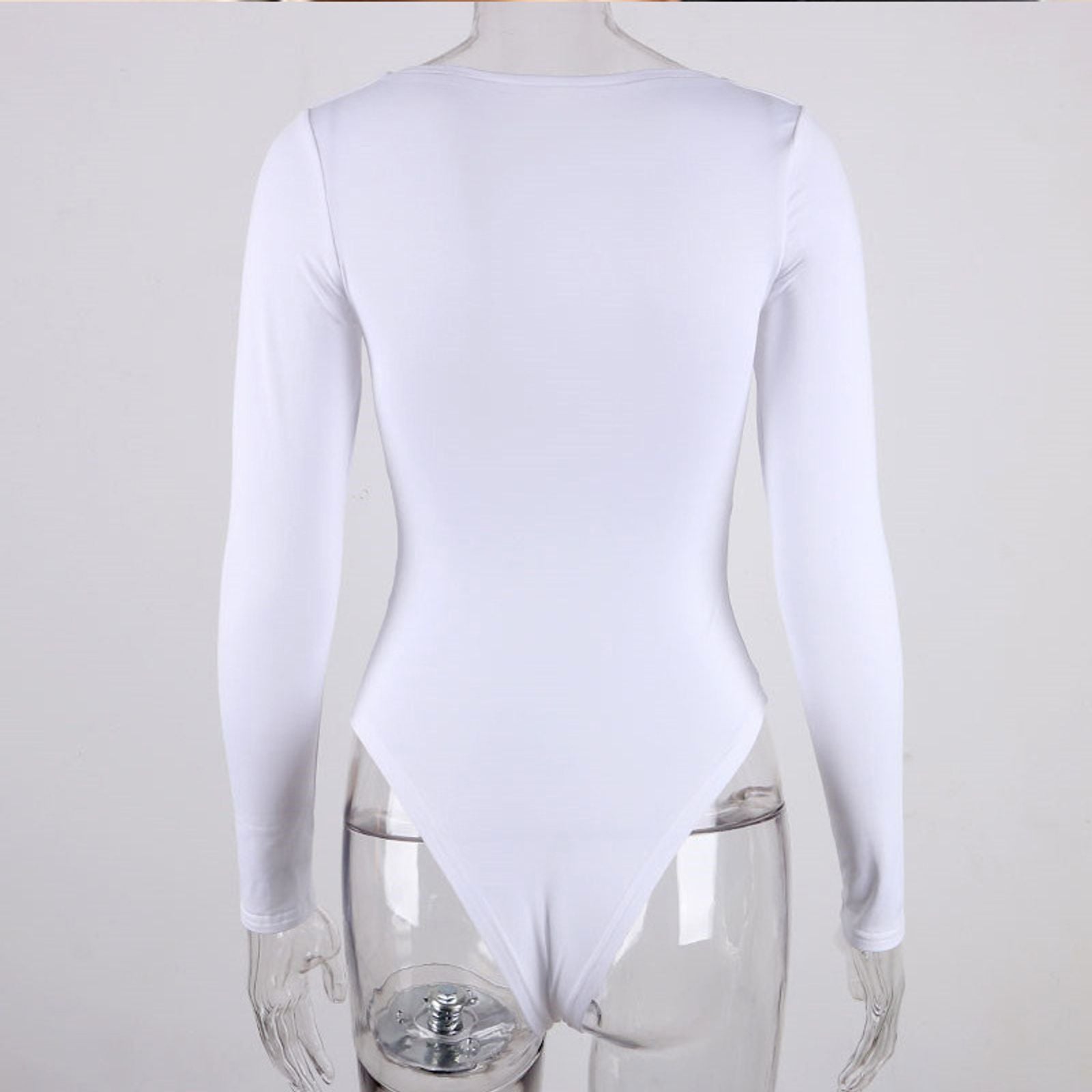 Long Sleeve Square-Cut Collar Bodycon Bodysuit