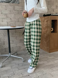 Winter Plaid Wide Leg Pants for Women