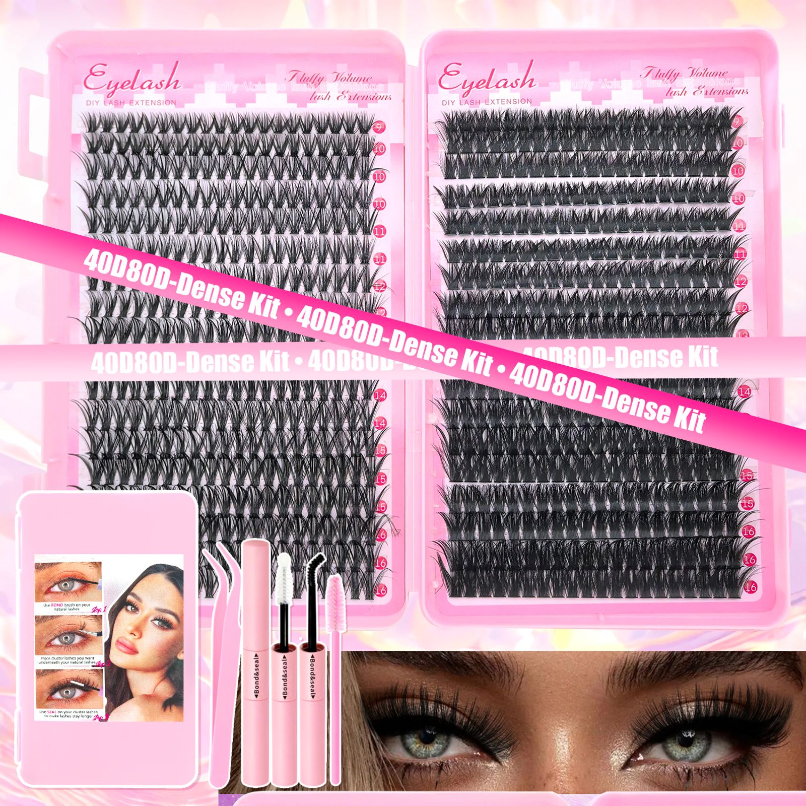 DIY Lash Extension Kit with 720pcs Lash Clusters