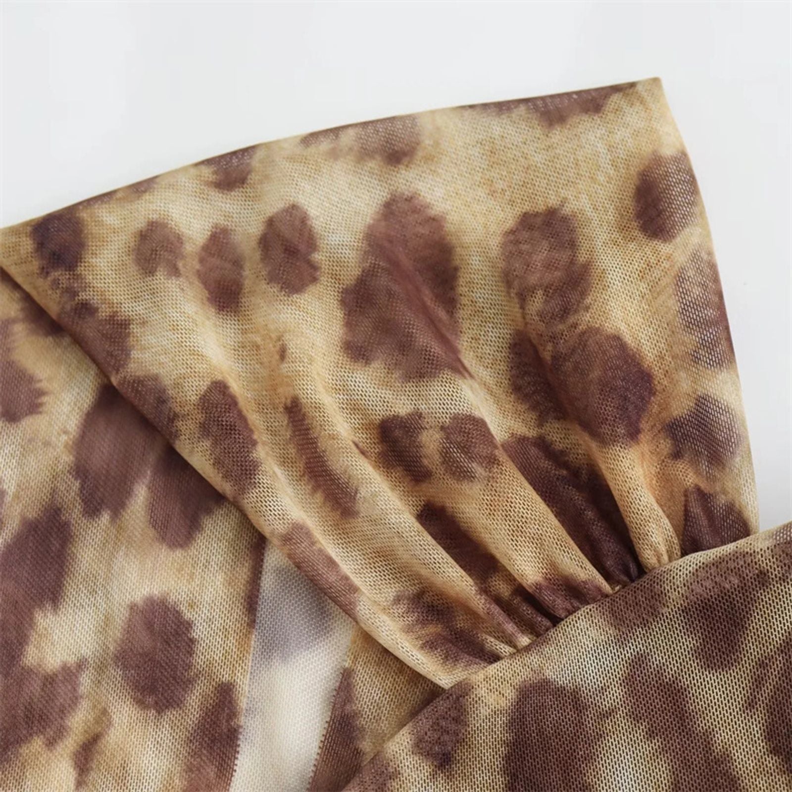 Leopard Print Mesh Sleeveless Bodysuit for Women