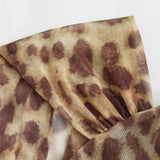 Leopard Print Mesh Sleeveless Bodysuit for Women