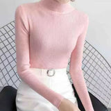 Autumn Winter Mock Neck Women's Vintage Knitted Sweater