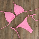 Women's Push-Up Bra Bikini Set - Solid Color Swimwear