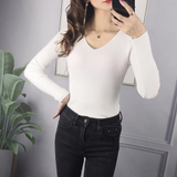 Women’s Solid Rib Knit V-Neck Stripe Sweater