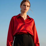 Elegant Multicolor Satin Casual Shirt for Women