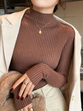 Solid Color Slim Turtleneck Sweater for Women