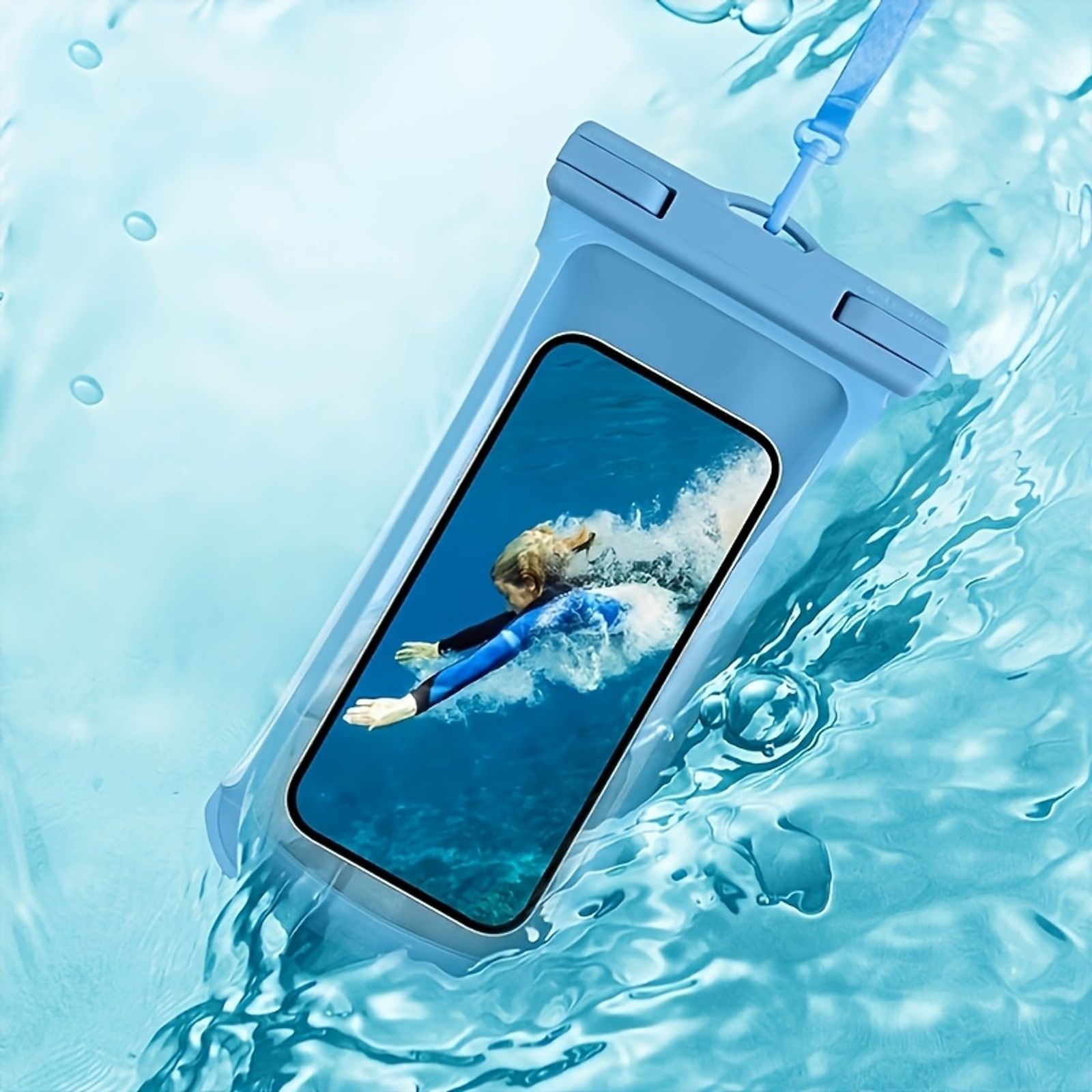 Waterproof Phone Pouch with Neck Strap for Beach Use