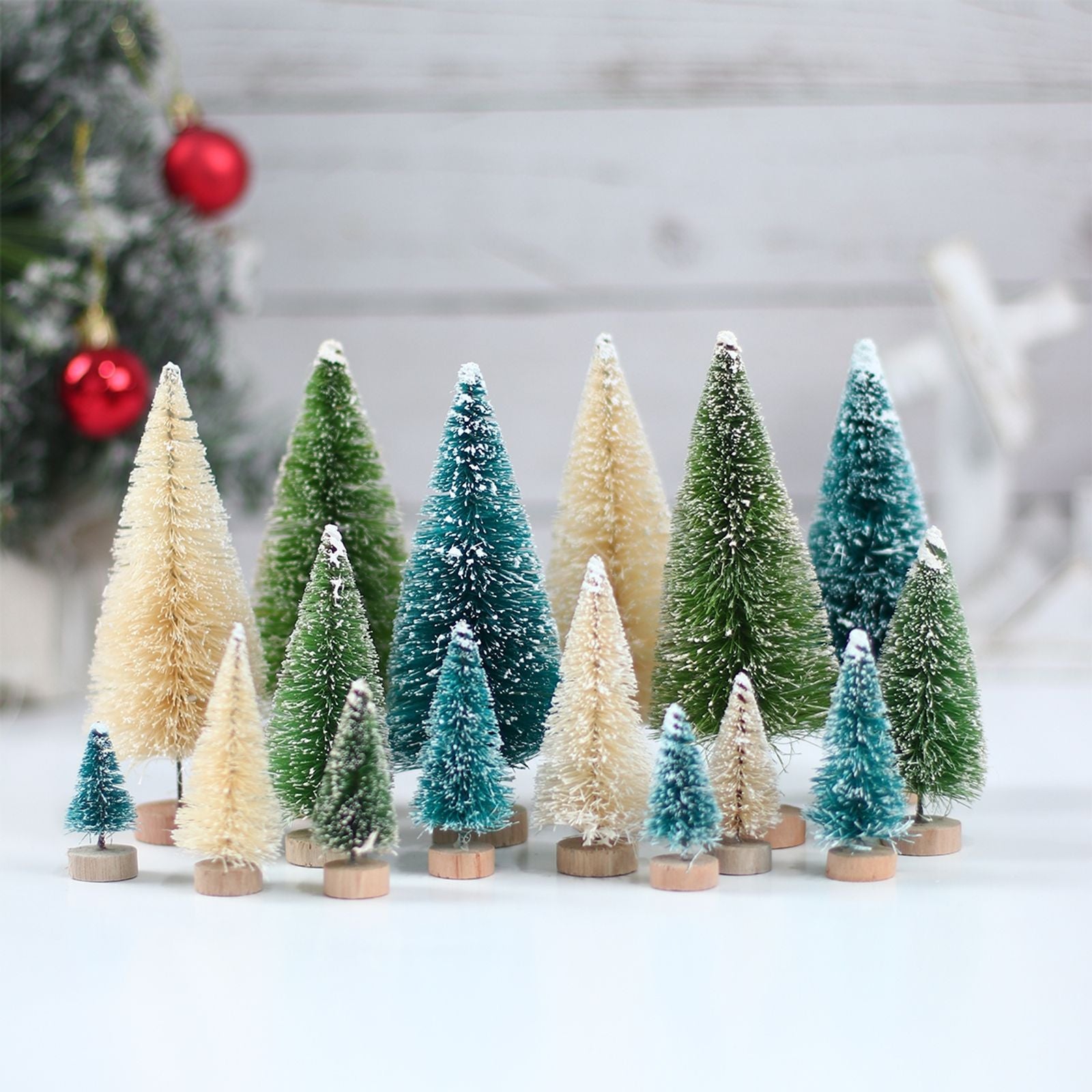 Mini Wooden Christmas Tree in Blue Green White Gold